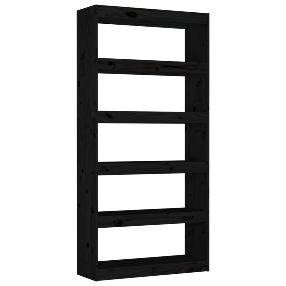 vidaXL Bibliotecă/Separator cameră negru 80x30x167,4 cm lemn masiv pin