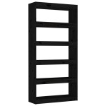 vidaXL Bibliotecă/Separator cameră negru 80x30x167,4 cm lemn masiv pin vidaXL Bibliotecă/Separator cameră negru 80x30x167,4 cm lemn masiv pin