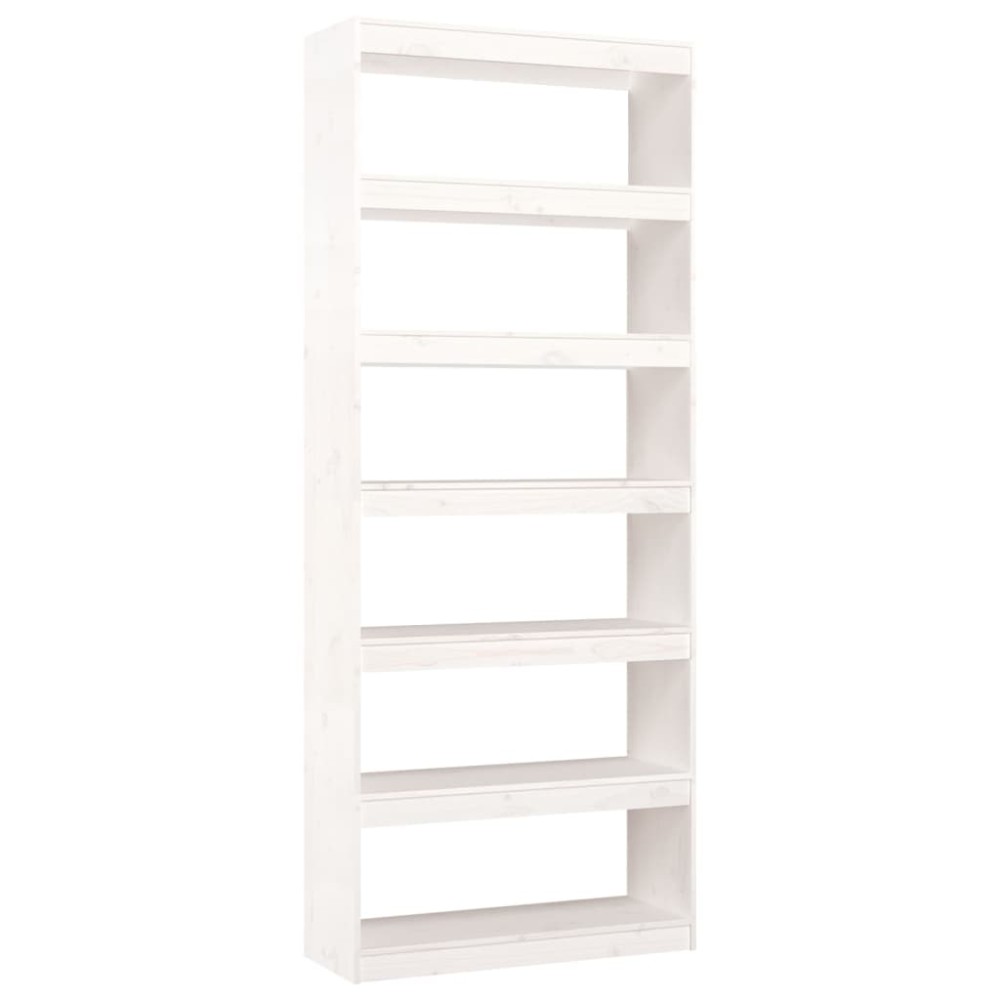 vidaXL Bibliotecă/Separator cameră, alb, 80x30x199,5 cm lemn masiv pin