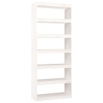 vidaXL Bibliotecă/Separator cameră, alb, 80x30x199,5 cm lemn masiv pin vidaXL Bibliotecă/Separator cameră, alb, 80x30x199,5 cm lemn masiv pin