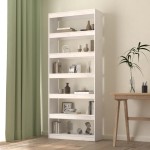 vidaXL Bibliotecă/Separator cameră, alb, 80x30x199,5 cm lemn masiv pin vidaXL Bibliotecă/Separator cameră, alb, 80x30x199,5 cm lemn masiv pin