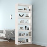 vidaXL Bibliotecă/Separator cameră, alb, 80x30x199,5 cm lemn masiv pin vidaXL Bibliotecă/Separator cameră, alb, 80x30x199,5 cm lemn masiv pin