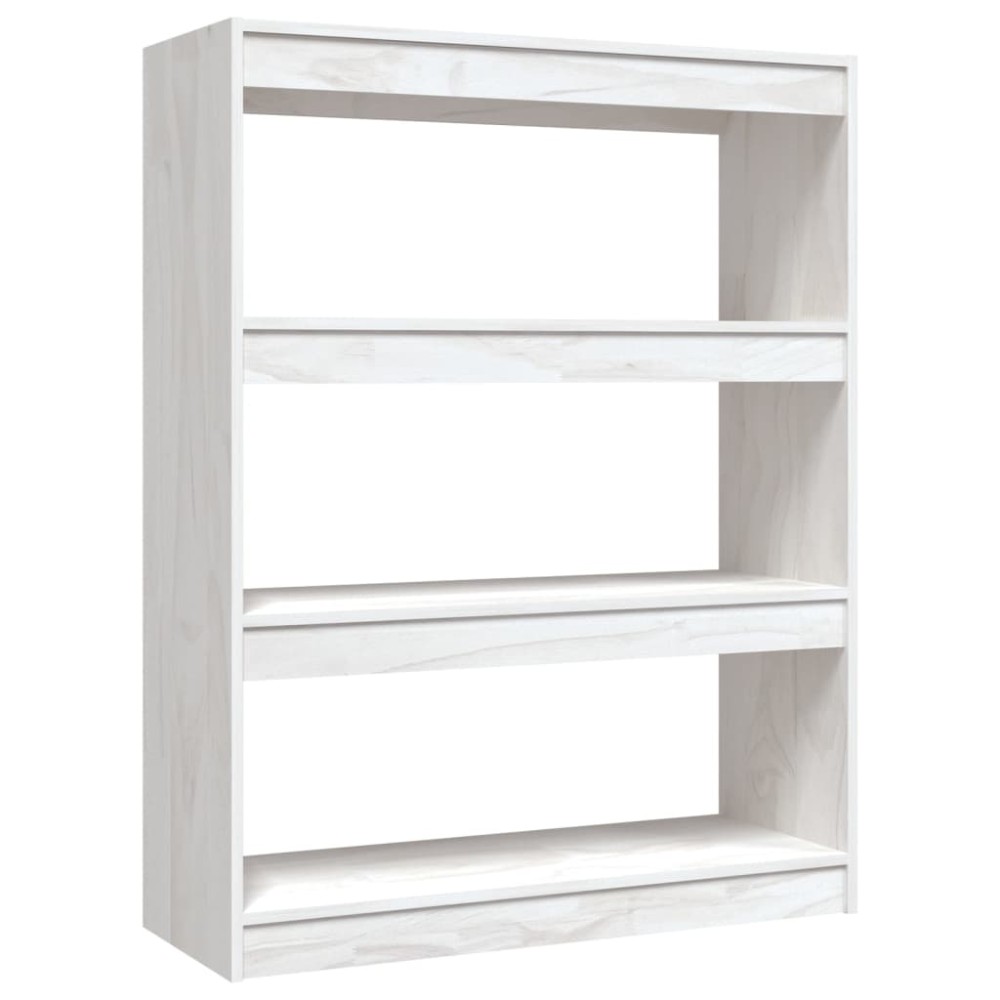 vidaXL Bibliotecă/Separator cameră, alb, 100x30x103 cm, lemn masiv pin