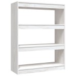 vidaXL Bibliotecă/Separator cameră, alb, 100x30x103 cm, lemn masiv pin vidaXL Bibliotecă/Separator cameră, alb, 100x30x103 cm, lemn masiv pin
