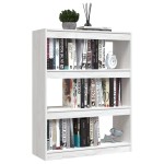 vidaXL Bibliotecă/Separator cameră, alb, 100x30x103 cm, lemn masiv pin vidaXL Bibliotecă/Separator cameră, alb, 100x30x103 cm, lemn masiv pin
