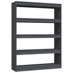 vidaXL Bibliotecă/Separator cameră gri 100x30x135,5 cm lemn masiv pin vidaXL Bibliotecă/Separator cameră gri 100x30x135,5 cm lemn masiv pin