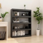 vidaXL Bibliotecă/Separator cameră gri 100x30x135,5 cm lemn masiv pin vidaXL Bibliotecă/Separator cameră gri 100x30x135,5 cm lemn masiv pin