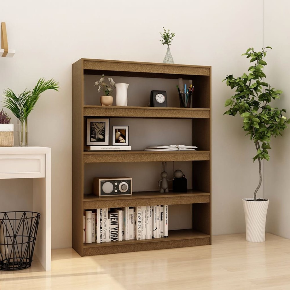 vidaXL Bibliotecă/Separator cameră maro miere 100x30x135,5 cm lemn pin