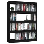 vidaXL Bibliotecă/Separator cameră negru 100x30x135,5 cm lemn de pin vidaXL Bibliotecă/Separator cameră negru 100x30x135,5 cm lemn de pin