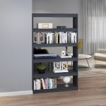 vidaXL Bibliotecă/Separator cameră, gri 100x30x167,5 cm lemn masiv pin vidaXL Bibliotecă/Separator cameră, gri 100x30x167,5 cm lemn masiv pin