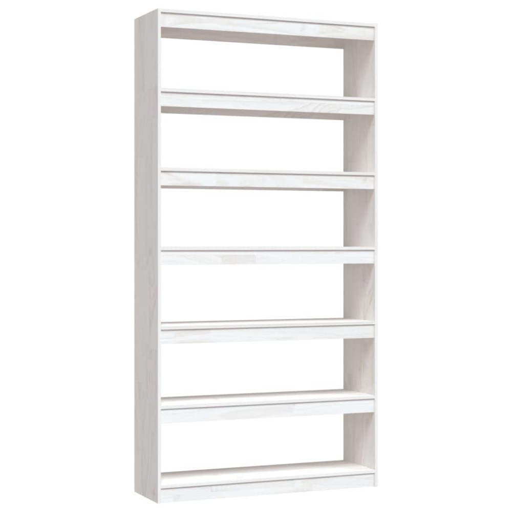 vidaXL Bibliotecă/Separator cameră, alb, 100x30x200 cm, lemn masiv pin