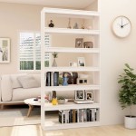 vidaXL Bibliotecă/Separator cameră, alb, 100x30x200 cm, lemn masiv pin vidaXL Bibliotecă/Separator cameră, alb, 100x30x200 cm, lemn masiv pin