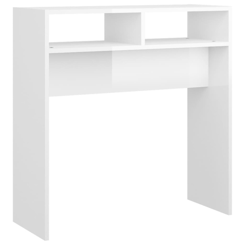 vidaXL Masă consolă, alb extralucios, 78x30x80 cm, lemn prelucrat