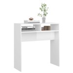 vidaXL Masă consolă, alb extralucios, 78x30x80 cm, lemn prelucrat vidaXL Masă consolă, alb extralucios, 78x30x80 cm, lemn prelucrat