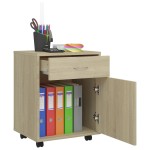 vidaXL Dulap cu roți, stejar sonoma, 45x38x54 cm, PAL vidaXL Dulap cu roți, stejar sonoma, 45x38x54 cm, PAL
