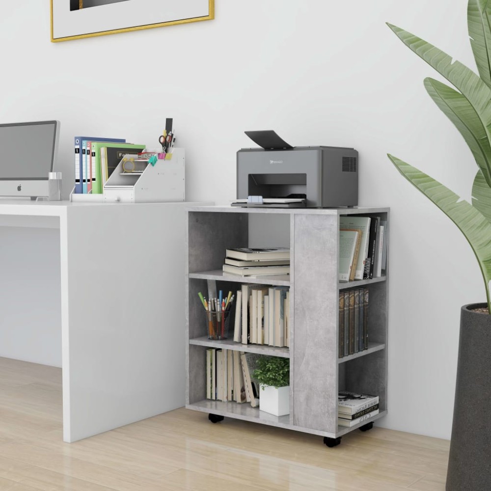 vidaXL Dulap cu roți, gri beton, 60x35x75 cm, lemn prelucrat