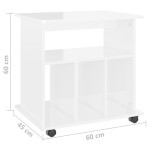 vidaXL Dulap cu roți, alb extralucios, 60x45x60 cm, PAL