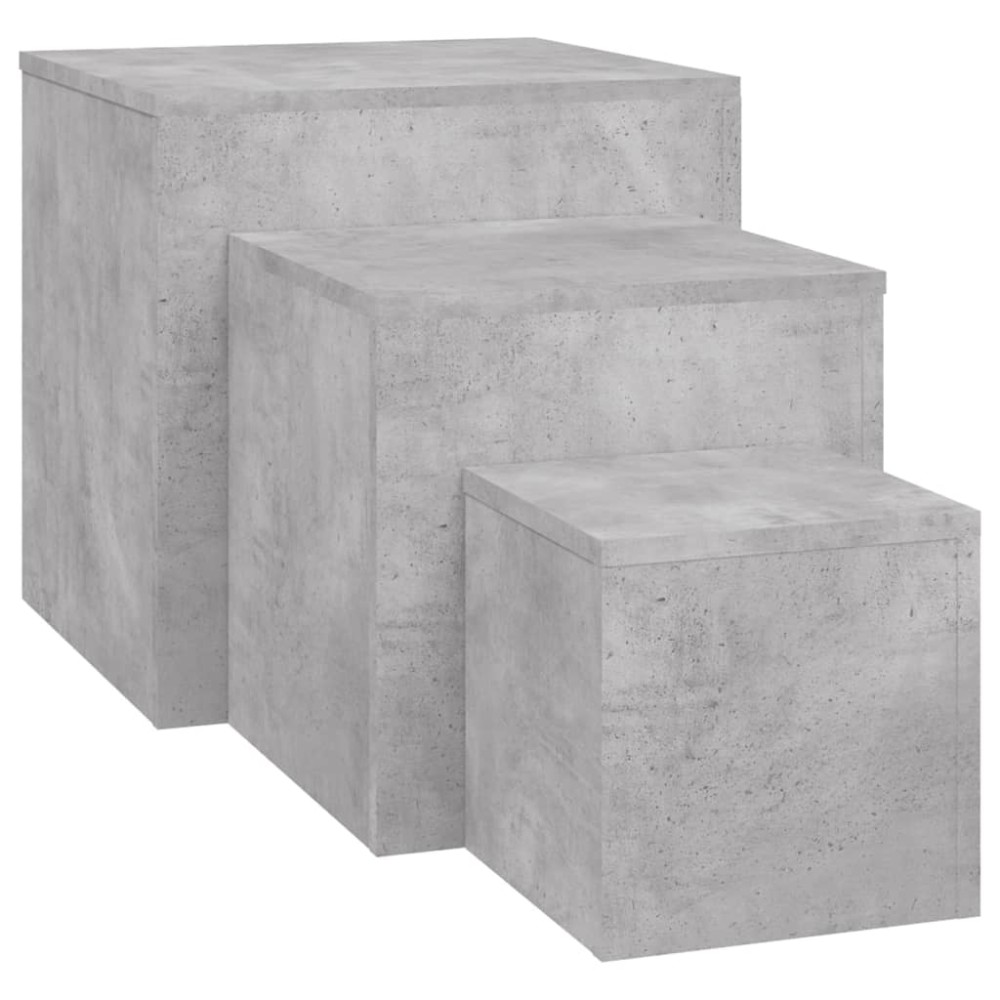 vidaXL Mese laterale, 3 buc., gri beton, lemn compozit