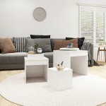 vidaXL Mese suprapuse, 3 buc., alb, lemn prelucrat