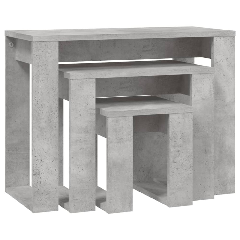 vidaXL Mese suprapuse, 3 buc., gri beton, lemn compozit