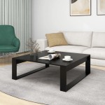 vidaXL Măsuță de cafea, negru, 100x100x35 cm, lemn prelucrat vidaXL Măsuță de cafea, negru, 100x100x35 cm, lemn prelucrat