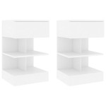 vidaXL Noptiere, 2 buc., alb, 40x35x65 cm, PAL vidaXL Noptiere, 2 buc., alb, 40x35x65 cm, PAL