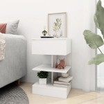 vidaXL Noptiere, 2 buc., alb, 40x35x65 cm, PAL vidaXL Noptiere, 2 buc., alb, 40x35x65 cm, PAL