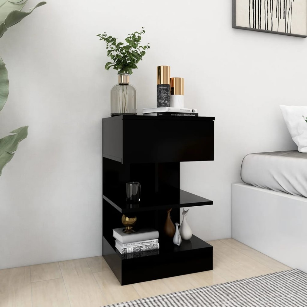 vidaXL Noptiere, 2 buc., negru, 40x35x65 cm