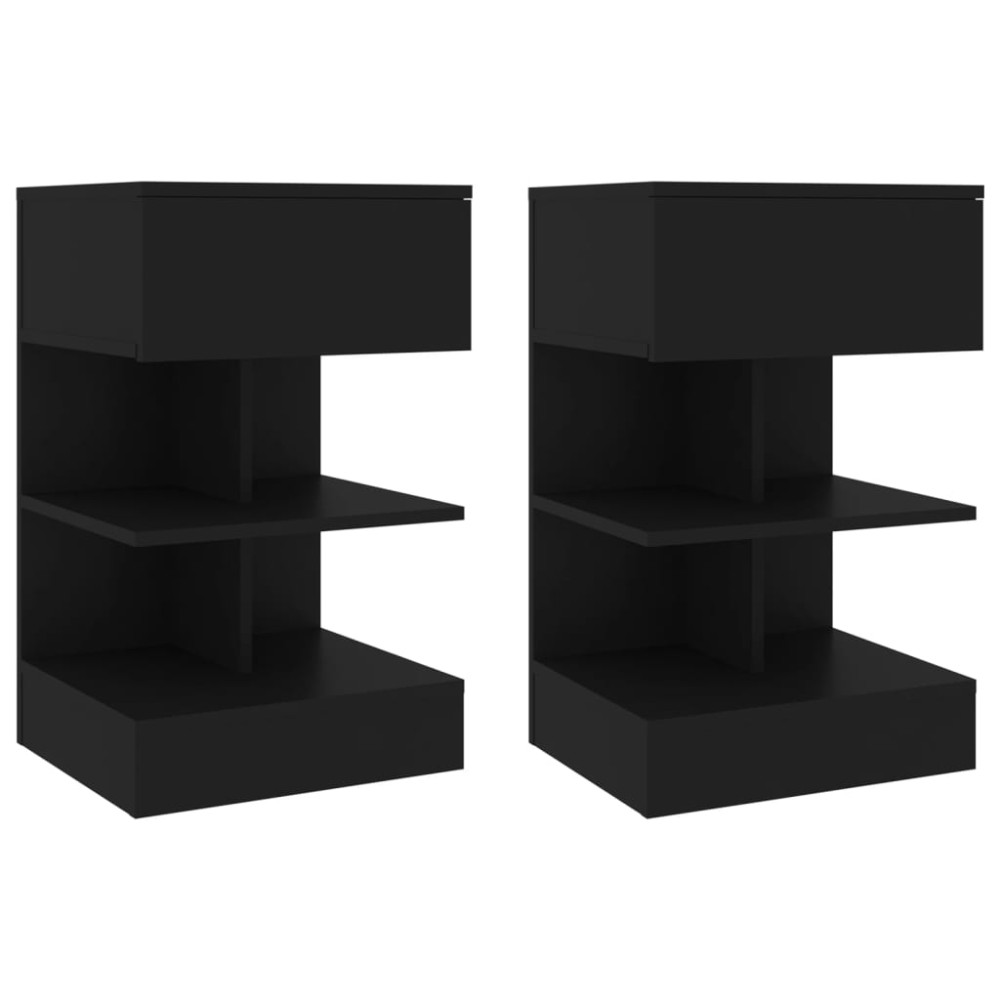 vidaXL Noptiere, 2 buc., negru, 40x35x65 cm