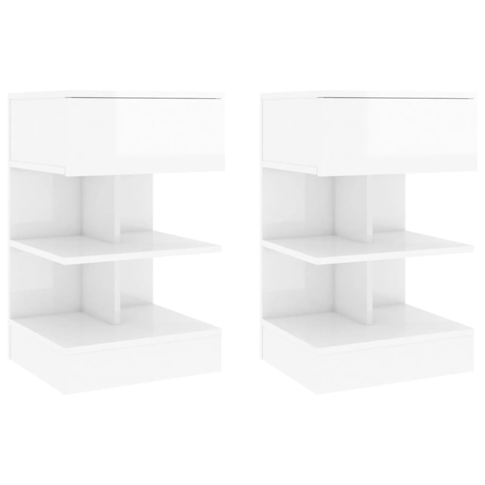 vidaXL Noptiere, 2 buc., alb extralucios, 40x35x65 cm