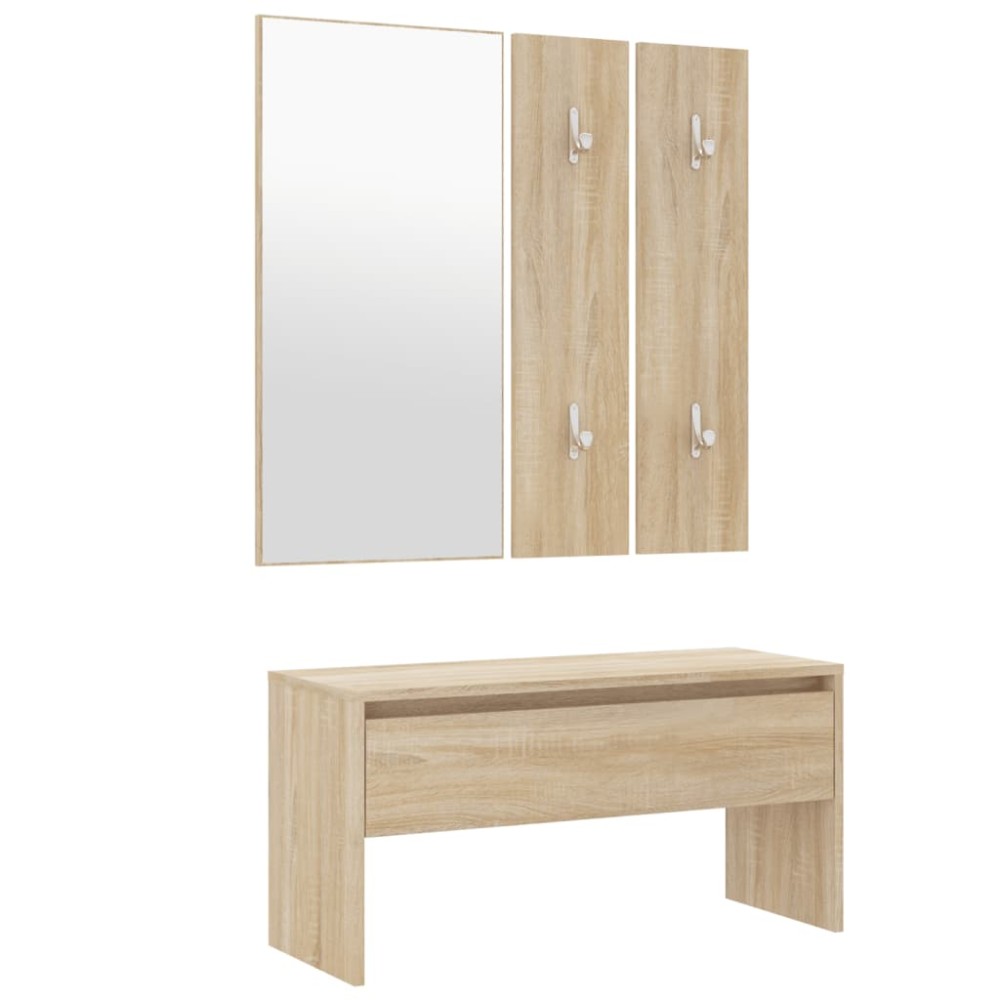 vidaXL Set de mobilier pentru hol, stejar sonoma, lemn prelucrat