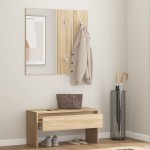 vidaXL Set de mobilier pentru hol, stejar sonoma, lemn prelucrat