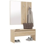 vidaXL Set de mobilier pentru hol, stejar sonoma, lemn prelucrat