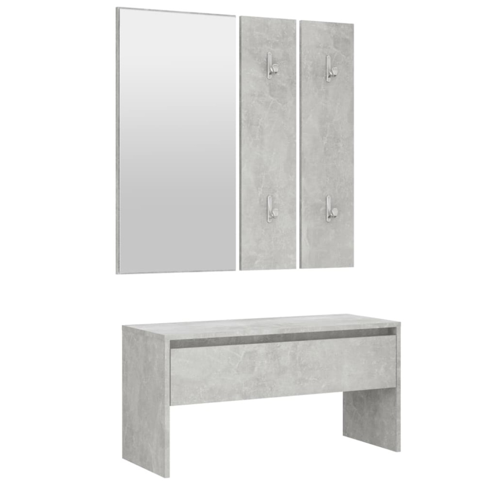 vidaXL Set de mobilier pentru hol, gri beton, lemn prelucrat