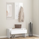 vidaXL Set de mobilier pentru hol, alb extralucios, lemn prelucrat