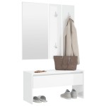 vidaXL Set de mobilier pentru hol, alb extralucios, lemn prelucrat