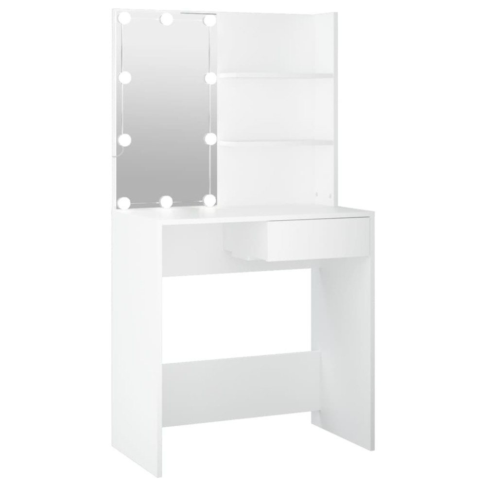 vidaXL Masă de toaletă cu LED, alb, 74,5x40x141 cm