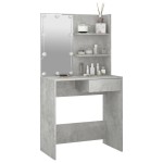 vidaXL Masă de toaletă cu LED, gri beton, 74,5x40x141 cm