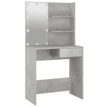 vidaXL Masă de toaletă cu LED, gri beton, 74,5x40x141 cm