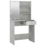vidaXL Masă de toaletă cu LED, gri beton, 74,5x40x141 cm