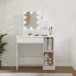 vidaXL Masă de toaletă cu LED, alb, 86,5x35x136 cm vidaXL Masă de toaletă cu LED, alb, 86,5x35x136 cm