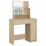 vidaXL Masă de toaletă cu LED, stejar sonoma, 86,5x35x136 cm vidaXL Masă de toaletă cu LED, stejar sonoma, 86,5x35x136 cm