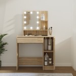 vidaXL Masă de toaletă cu LED, stejar sonoma, 86,5x35x136 cm vidaXL Masă de toaletă cu LED, stejar sonoma, 86,5x35x136 cm