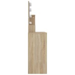 vidaXL Masă de toaletă cu LED, stejar sonoma, 86,5x35x136 cm vidaXL Masă de toaletă cu LED, stejar sonoma, 86,5x35x136 cm