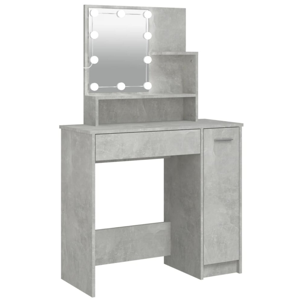 vidaXL Masă de toaletă cu LED, gri beton, 86,5x35x141 cm