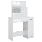 vidaXL Masă de toaletă cu LED, alb extralucios, 86,5x35x136 cm vidaXL Masă de toaletă cu LED, alb extralucios, 86,5x35x136 cm