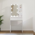 vidaXL Masă de toaletă cu LED, alb, 60x40x140 cm vidaXL Masă de toaletă cu LED, alb, 60x40x140 cm