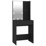 vidaXL Masă de toaletă cu LED, negru, 60x40x140 cm vidaXL Masă de toaletă cu LED, negru, 60x40x140 cm