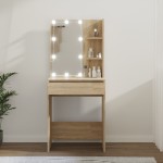 vidaXL Masă de toaletă cu LED, stejar sonoma, 60x40x140 cm vidaXL Masă de toaletă cu LED, stejar sonoma, 60x40x140 cm