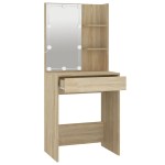 vidaXL Masă de toaletă cu LED, stejar sonoma, 60x40x140 cm vidaXL Masă de toaletă cu LED, stejar sonoma, 60x40x140 cm